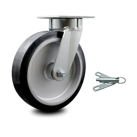 8 Inch Kingpinless Rubber On Aluminum Wheel Swivel Caster With Swivel Lock SCC